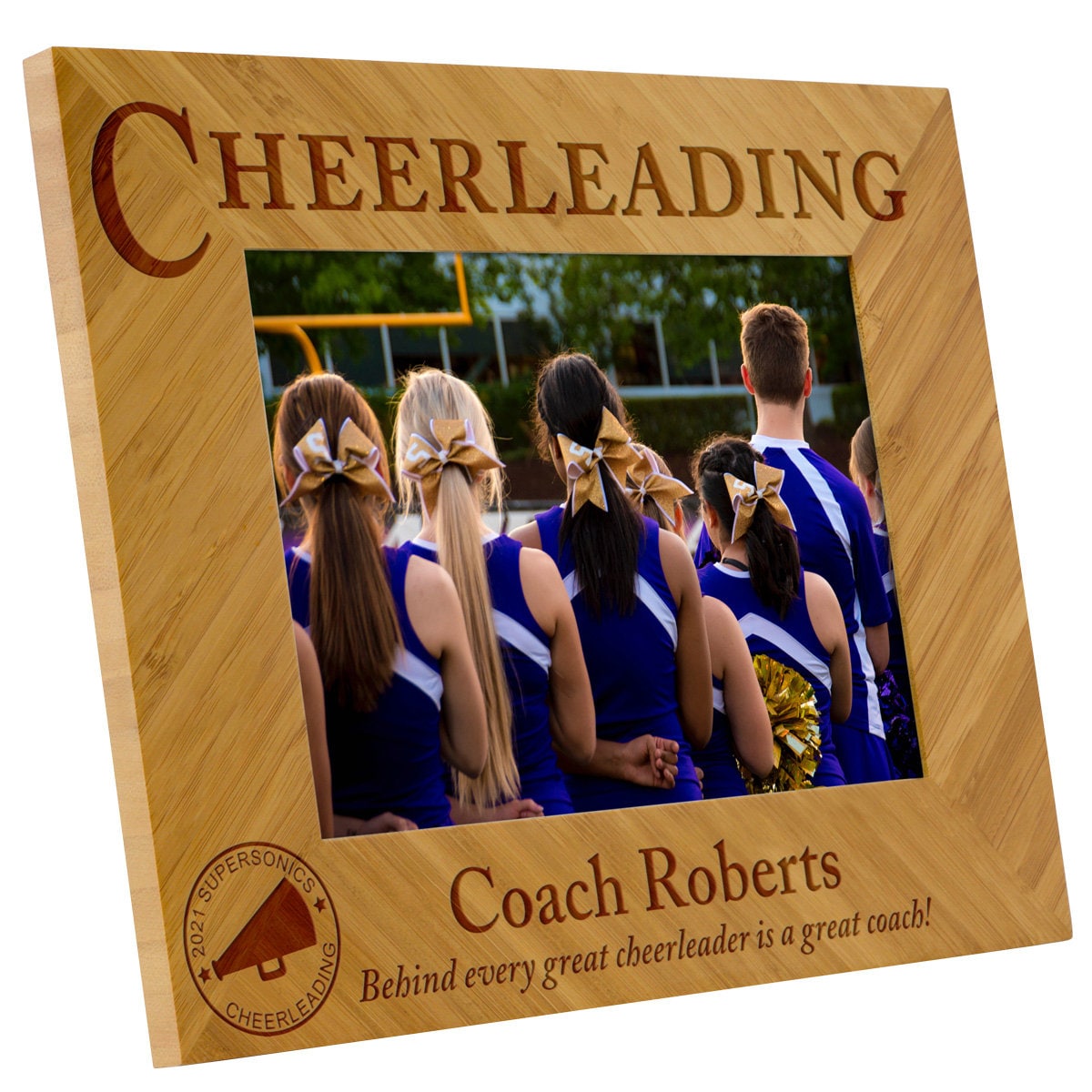 Cheer Photo Frame Personalized Cheerleading Coach Gift - Bamboo 5x7 Picture Frame - Etsy