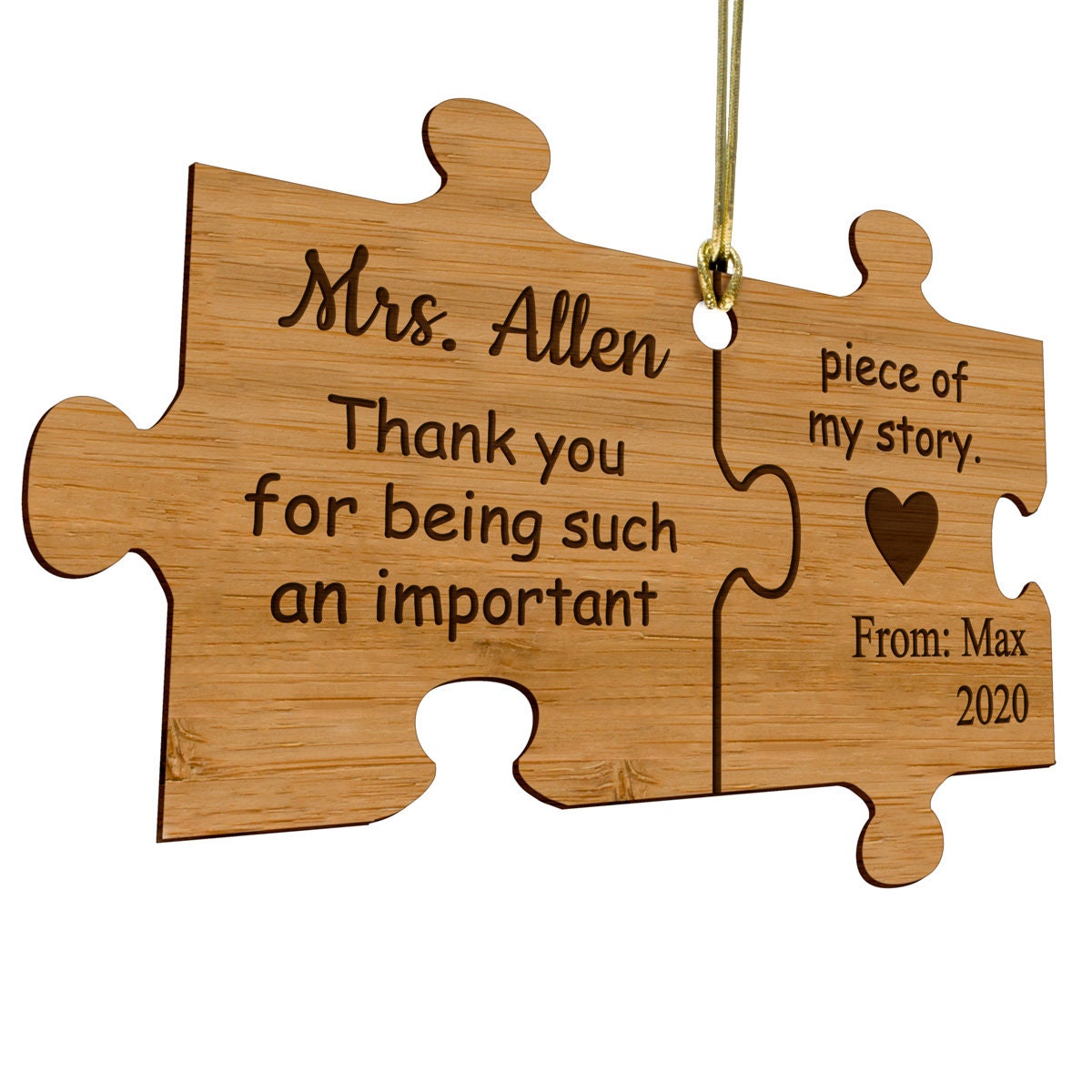 Customizable Thank You for Being a Piece of My Story Rustic Bamboo Wood ...