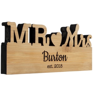 Mr & Mrs. Sign - Bamboo or Acyclic. The Perfect Wedding, Housewarming, Anniversary, or Just Because Gift
