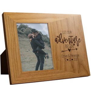 Personalized Adventure Begins Photo Frame – Anniversary Gift, Laser Engraved