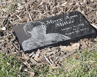 Personalized Granite Headstones with Laser Engraved Photo