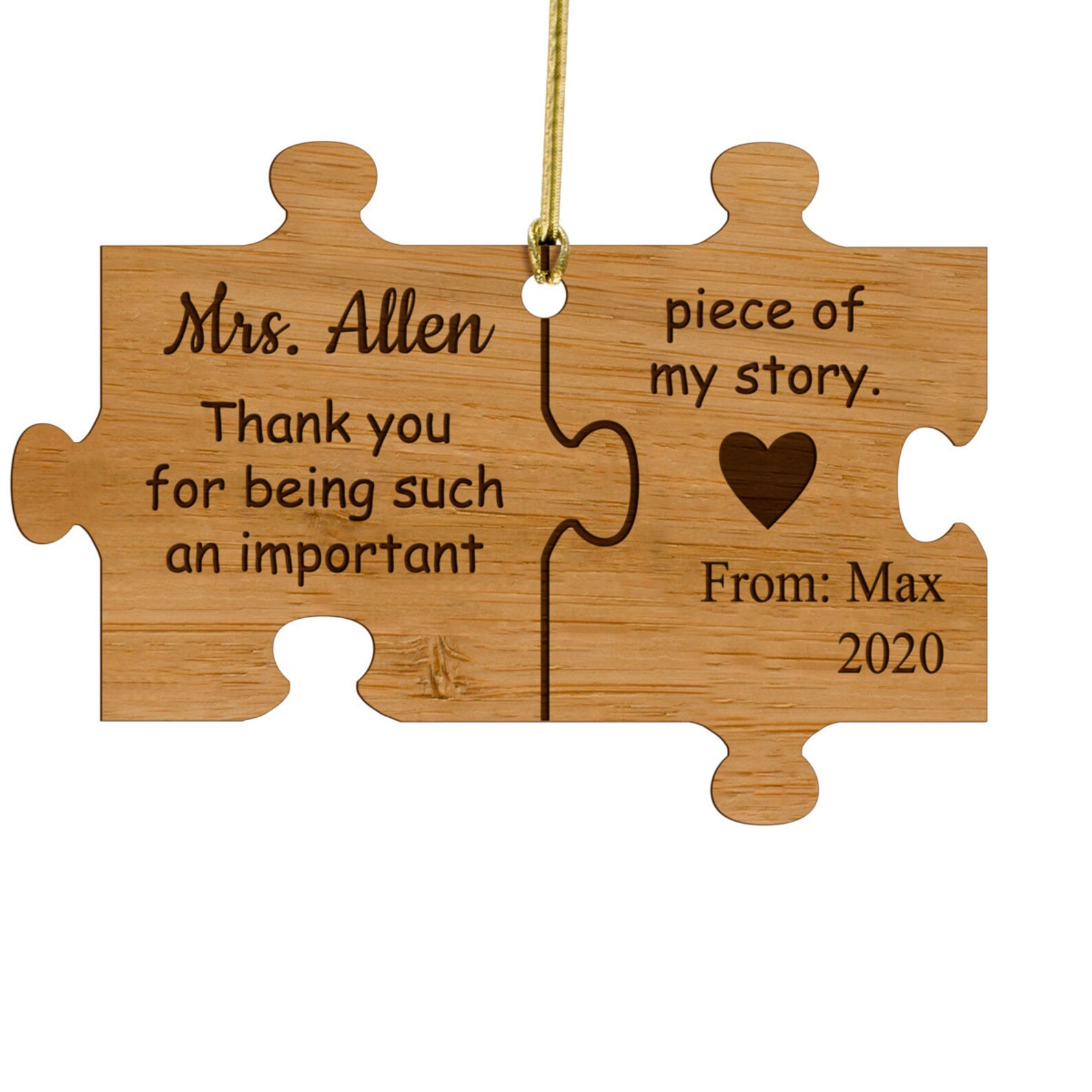 Customizable Thank You for Being a Piece of My Story Rustic Bamboo Wood ...