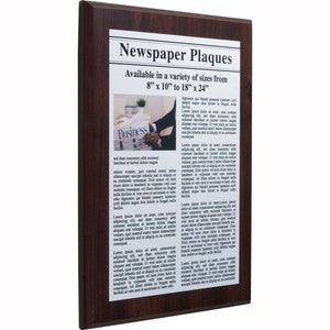 Personalized Newspaper Plaque - Simply Provide the Article and Optional Personalized Message