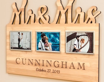 Custom Decorative Mr & Mrs and Happily Ever After Photo Frames Include your Personalized Text