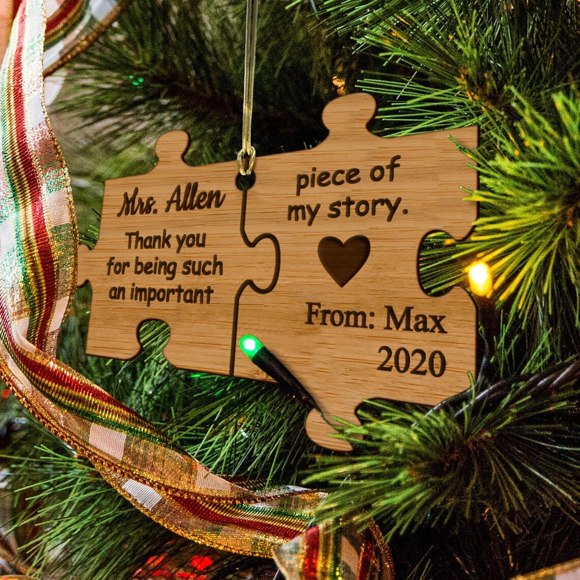 Customizable Thank You for Being a Piece of My Story Rustic Bamboo Wood ...