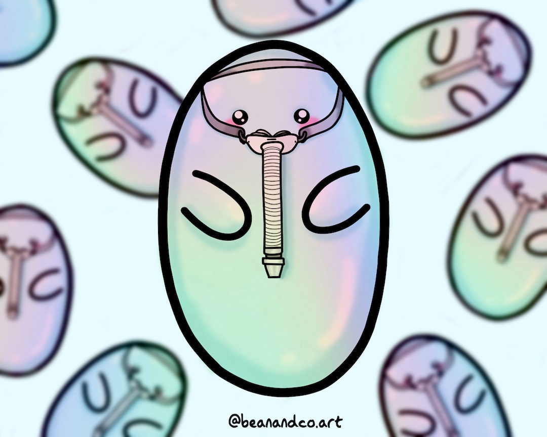 CPAP Mask Bean Sticker- 5cm Rainbow Holographic Sticker- CPAP Oxygen ...
