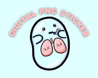 Digital download PNG Asthma bean sticker- chronic illness awareness- asthma/ lung problems/ breathing problems *not for resale*