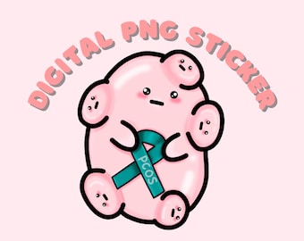 Digital download PNG PCOS bean sticker- chronic illness awareness- polycystic ovary syndrome *not for resale*