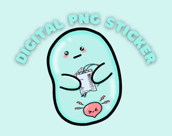 Digital download PNG Bladder bean sticker- chronic illness awareness- IC, Fowler's syndrome. Cuti, bladder cancer, catheter *not for resale*