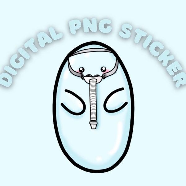 Digital download PNG CPAP mask bean sticker- CPAP oxygen mask, obstructive sleep apnea *not for resale*