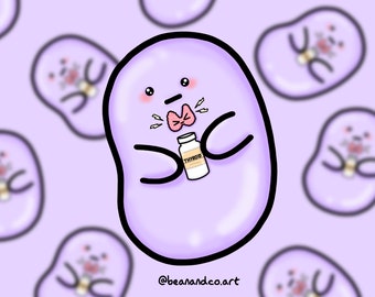 Thyroid condition bean sticker- 5cm gloss sticker- chronic illness awareness- thyroid awareness