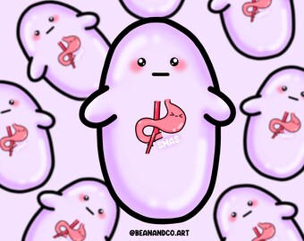 SMAS awareness bean sticker- 5cm gloss sticker- Superior Mesenteric Artery Syndrome