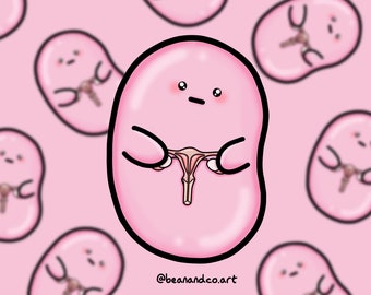 Septate uterus bean sticker- 5cm gloss sticker- chronic illness awareness- sepate uterus awareness