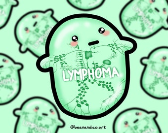 Lymphoma cancer awareness bean- 4cm gloss sticker- hodgkins and non hodgkins lymphoma awareness