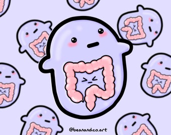 Gastrointestinal condition bean sticker- 5cm gloss sticker- Crohn's disease/Colitis/ Bowel Cancer/IBD/IBS/Gastroparesis