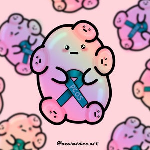 Holographic PCOS bean sticker- 5cm gloss sticker- chronic illness awareness- polycystic ovary syndrome