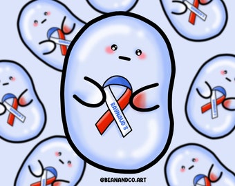 Raynaud's phenomenon awareness bean sticker- 5cm gloss sticker- raynaud’s disease, raynaud’s syndrome