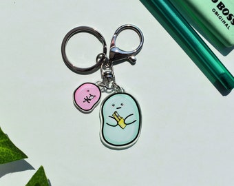 Epipen/anaphylaxis awareness bean 1.5" acrylic charm keyring/keychain- lobster hook clasp and mini spoonie bean charm, allergy awareness