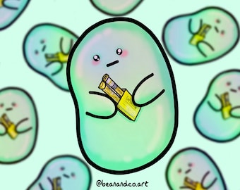 Epipen bean sticker- 5cm rainbow holographic sticker- anaphylaxis awareness, allergy awareness