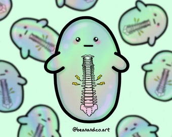 Holographic Spinal cord injury bean sticker- 5cm rainbow gloss sticker- chronic illness awareness- spinal injury awareness