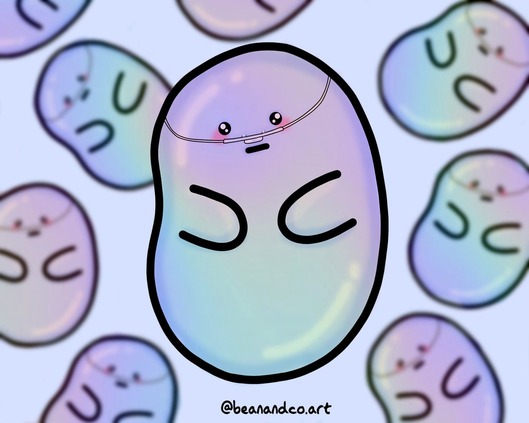 Oxygen Prong Bean- 5cm Rainbow Holographic Sticker- Asthma/ Cystic ...