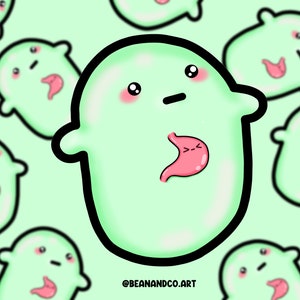 Gastroparesis/stomach condition awareness bean sticker- 5cm gloss sticker- Hiatal hernia, GERD, gastritis, gastroenteritis, stomach ulcers