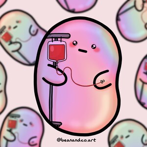 Rainbow Blood transfusion bean sticker- 5cm holographic sticker- anemia, iron-deficiency anemia, thalessemia, sickle cell disease, lymphoma