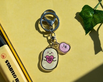 Invisible illness bean 1.5" acrylic charm keyring/keychain- lobster hook clasp and mini spoonie bean charm. Lupus, arthritis,chronic illness