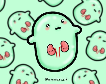 Kidney condition bean sticker- 5cm gloss sticker- chronic illness awareness- kidney disease