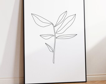 Minimalist Boho Leaf Digital Print.