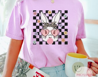 Transferencia DTF de conejito a cuadros, lista para imprimir, transferencia de calor, transferencia DTF linda, transferencia de camiseta, transferencia de moda, DTF