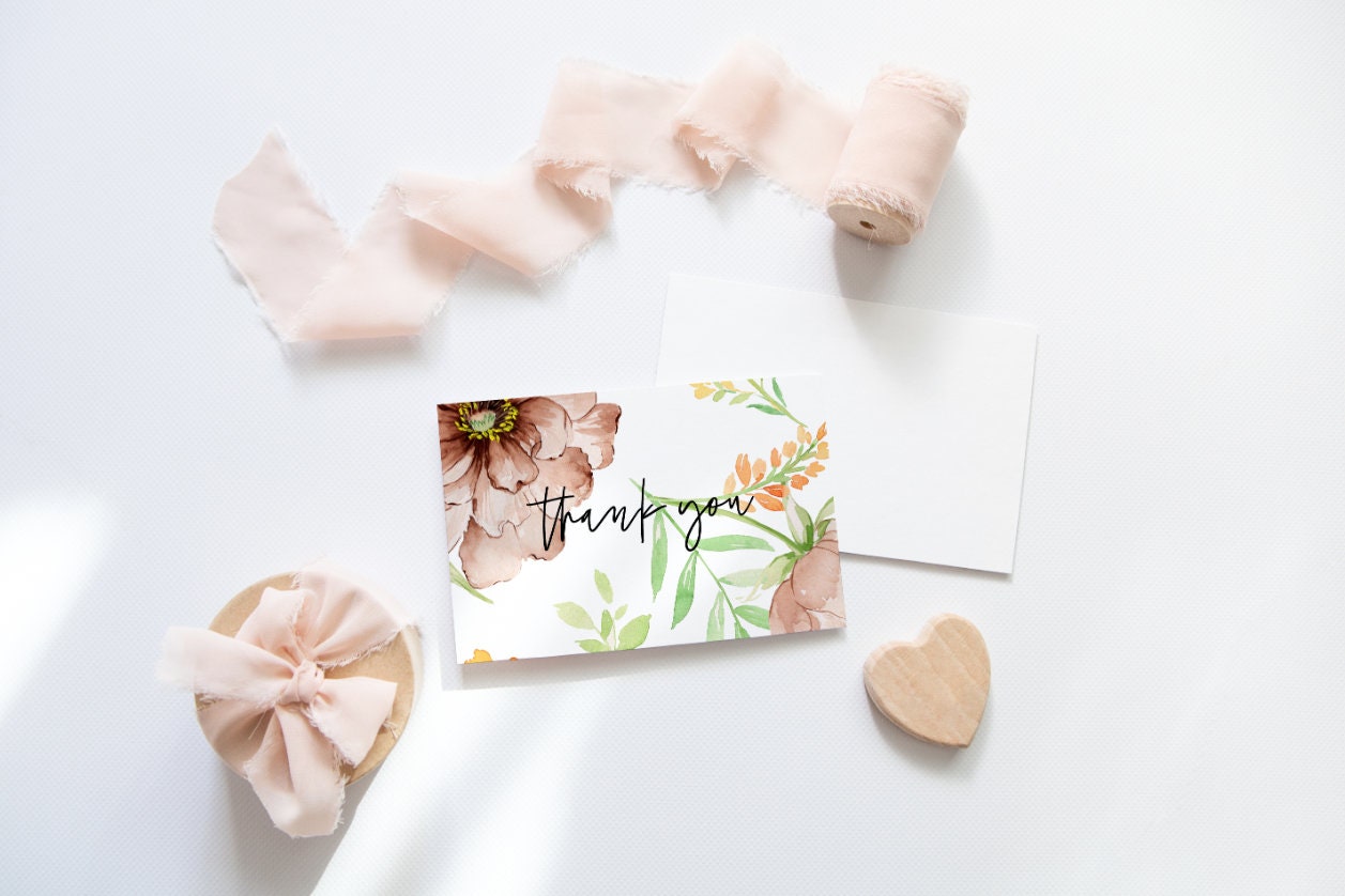 Floral Meadow Thank You Cards: Set of 50, Glossy Front - Etsy