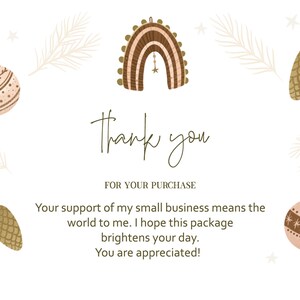 50 4X6 Thank You Cards, Boho Ornaments, Christmas Physical Thank You Cards, Pre-made cards, Shipping Supplies, Packaging,Small Business image 4