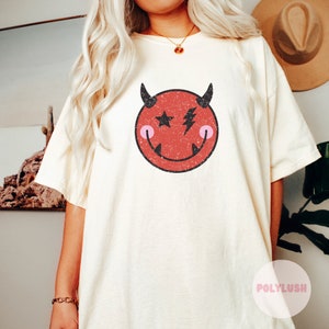 Devil Smiley DTF Transfer, Ready To Press, Heat Transfer, Cute Dtf Transfer, Tshirt Transfer, Trendy Transfer, Dtf