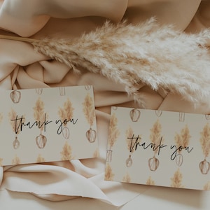 50 Tarjetas de agradecimiento de 4X6", Pampas Grass, Tarjetas de agradecimiento físicas, Tarjetas prefabricadas, Suministros de envío, Embalaje, Mínimo, Pequeña empresa