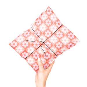 Carta velina floreale a quadretti, Carta da regalo, Carta velina carina, Imballaggio di carta velina, Imballaggio per piccole imprese, 10-50 fogli di tessuto