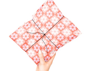 Checkered Floral Tissue Paper, Gift Wrapping Paper, Cute Tissue Paper, Tissue Paper Packaging,Small Business Packaging,10-50 Sheets Tissue