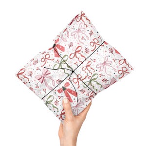 Carta velina Merry Bows, carta da regalo, carta velina natalizia, imballaggio in carta velina, imballaggio per piccole imprese, 10-50 fogli