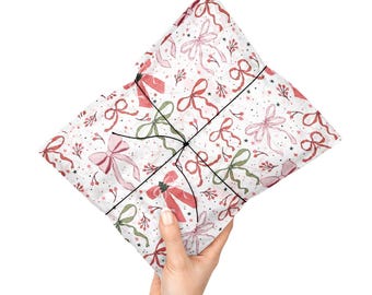 Merry Bows Tissue Paper, Gift Wrapping Paper, Christmas Tissue Paper, Tissue Paper Packaging, Small Business Packaging,10-50 Sheets