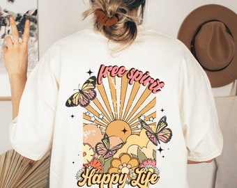 Free Spirit Happy Life DTF Transfer, bereit zum Pressen, Heat Transfer, Cute Dtf Transfer, Tshirt Transfer, Trendy Transfer, Dtf