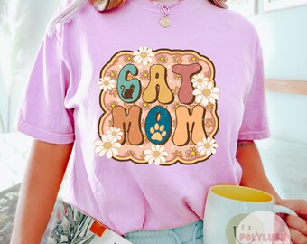 Cat Mom, Blumen DTF Transfer, bereit zum Pressen, Heat Transfer, Cute Dtf Transfer, Tshirt Transfer, Trendy Transfer, Dtf