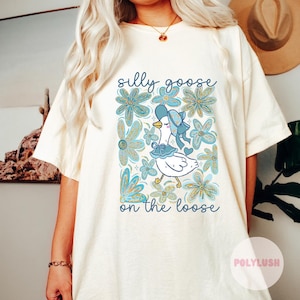 Blue Floral Silly Goose DTF Transfer