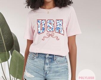 Transferência Floral EUA DTF - Estampa Brilhante para Camiseta com Prensa Térmica