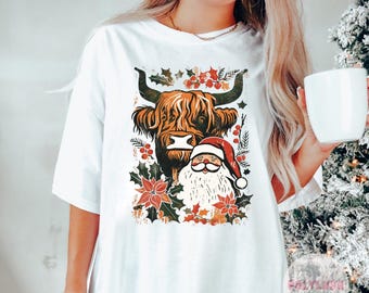 Santa And Cow DTF Transfer, Ready To Press, Heat Transfer, Cute Dtf Transfer, Tshirt Transfer, Trendy Transfer, Dtf