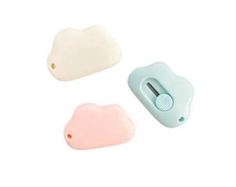 Estilete Cloud Utility Knife Box Cutter, Cores Pastel (Tamanho Chaveiro, Lâmina Automática)
