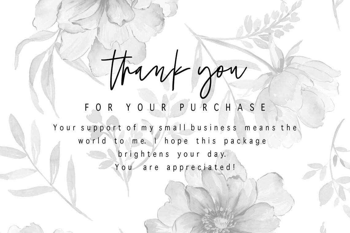 Floral Meadow Thank You Cards: Set of 50, Glossy Front - Etsy