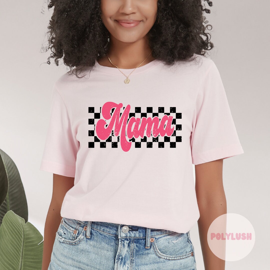 Black Checkered PINK Mama DTF Transfer, Ready to Press, Heat Transfer ...