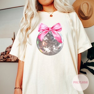 Transferencia DTF Disco Bow, lista para imprimir, transferencia de calor, transferencia DTF linda, transferencia de camiseta, transferencia de moda, DTF