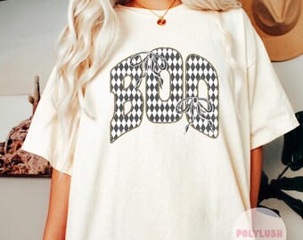 Checkered Halloween DTF Transfer: Bold BOO Design