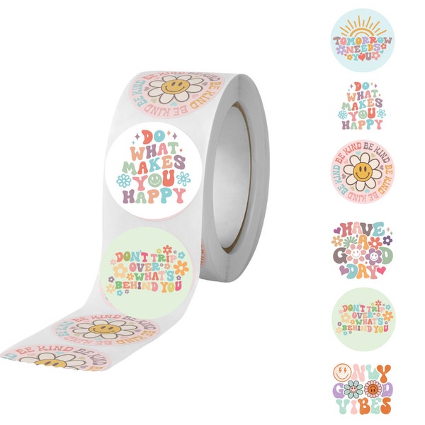 2" Positive Roll Thank You Stickers,Small Business Stickers,Round Thank You Stickers,Happy Face Stickers,Mix Sticker Designs,Mental Health